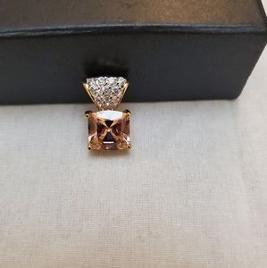 ::::::::::::::   SOLD!!    :::::::::Ross Simons pink CZ .925 gold plated pendant